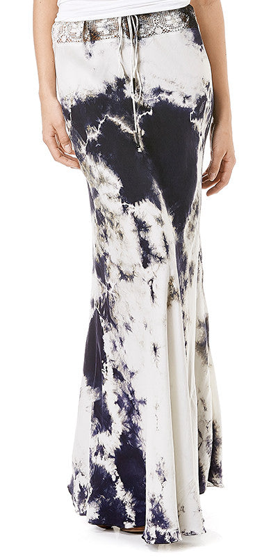 Stretch Silk Charmeuse Bias Skirt with Adjustable Lace Waistband