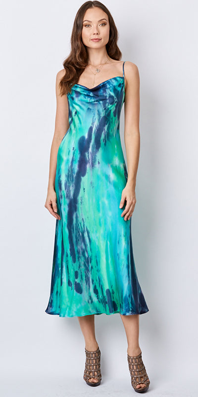 Cowl Neck Bias Slip Dress
