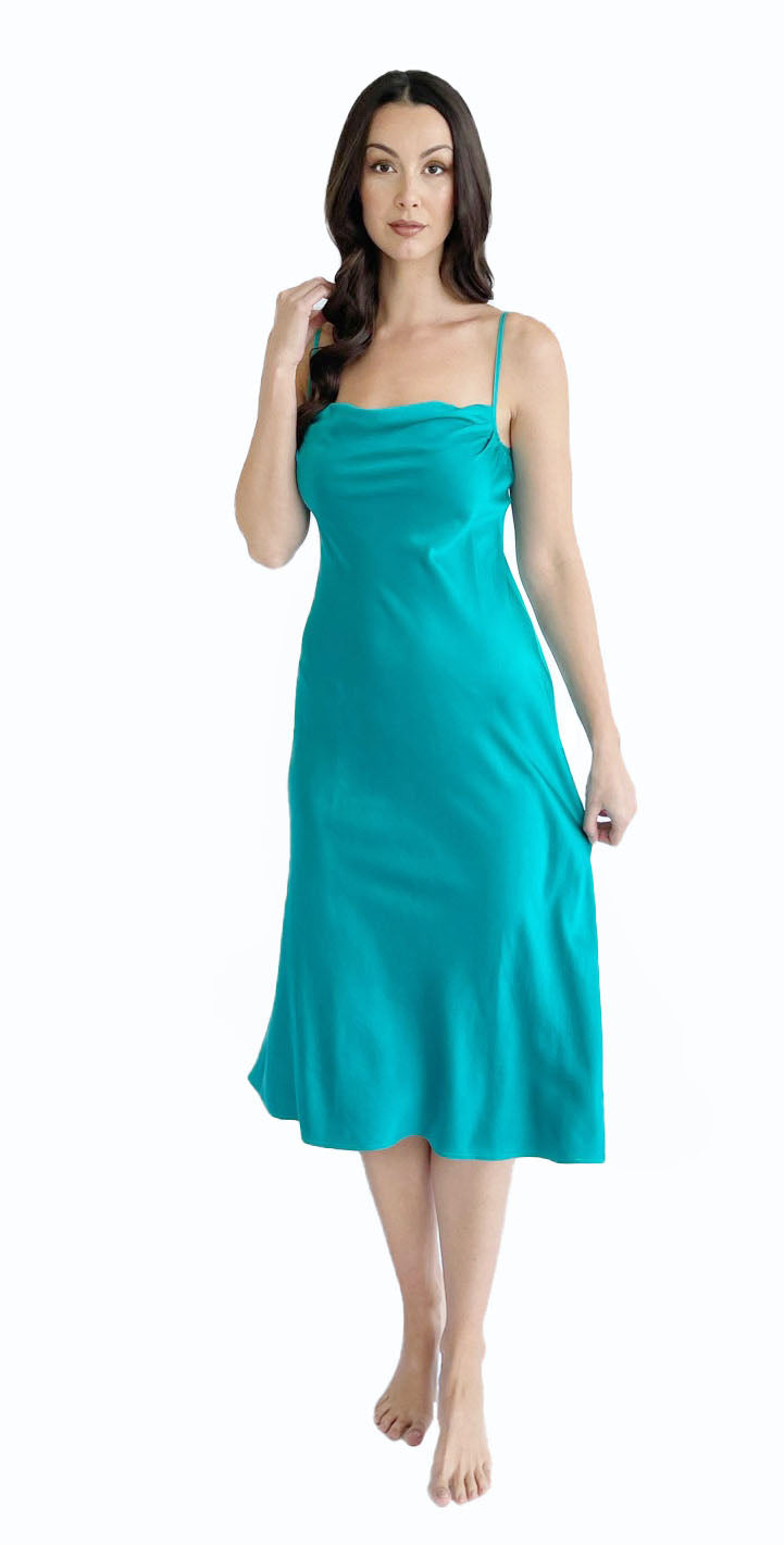 Cowl Neck Bias Slip Dress