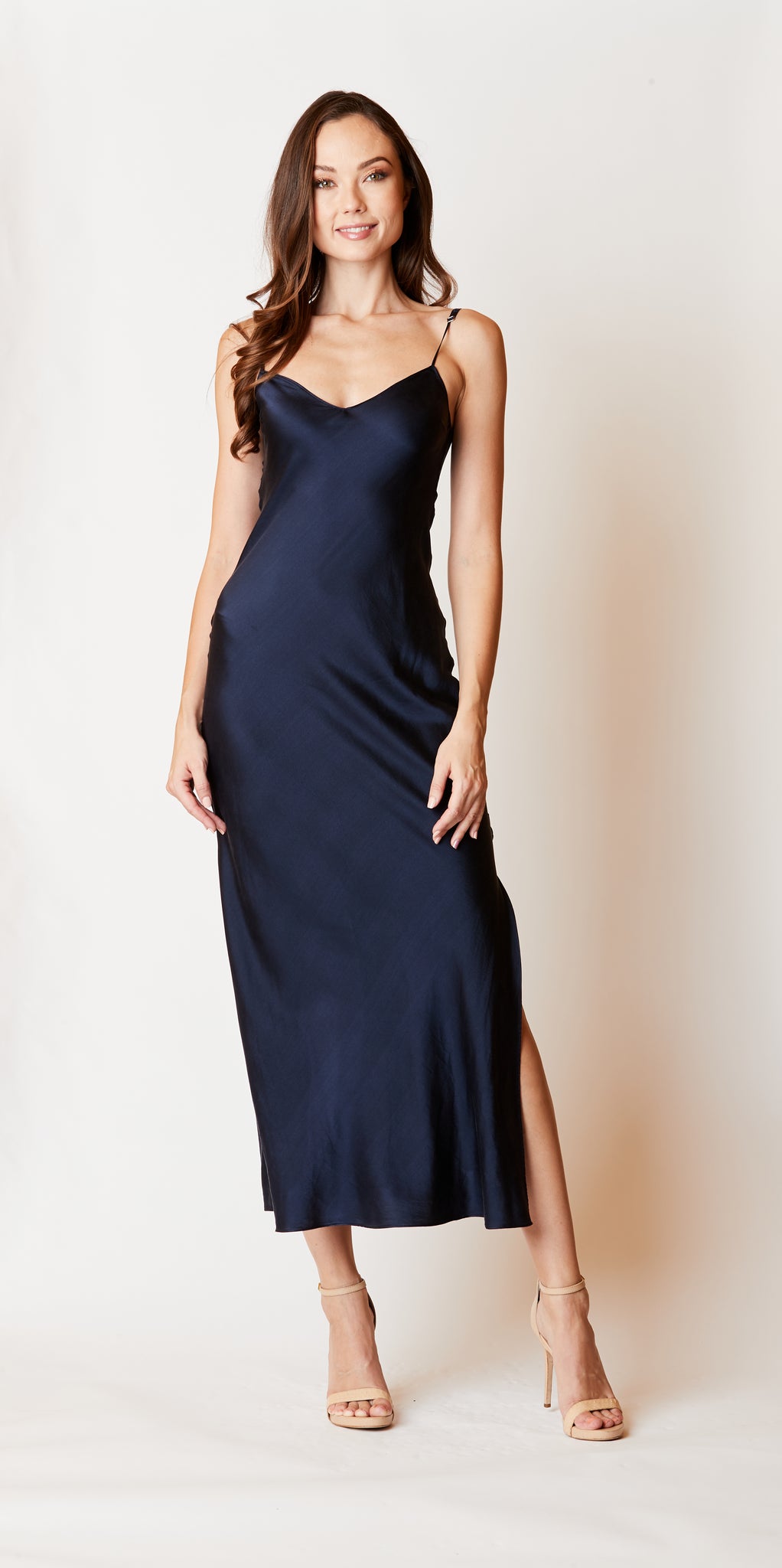 Midi Slip Dress with Side Slit