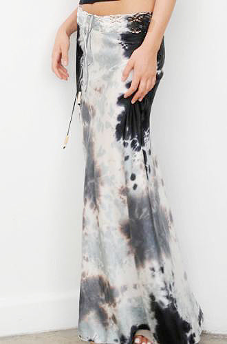 Stretch Silk Charmeuse Bias Skirt with Adjustable Lace Waistband