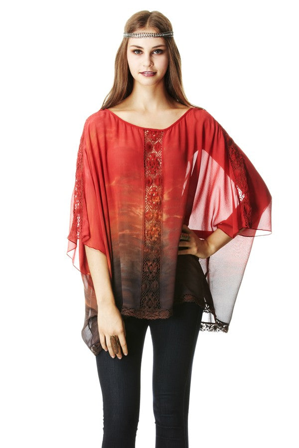 Boatneck Silk Butterfly Kaftan