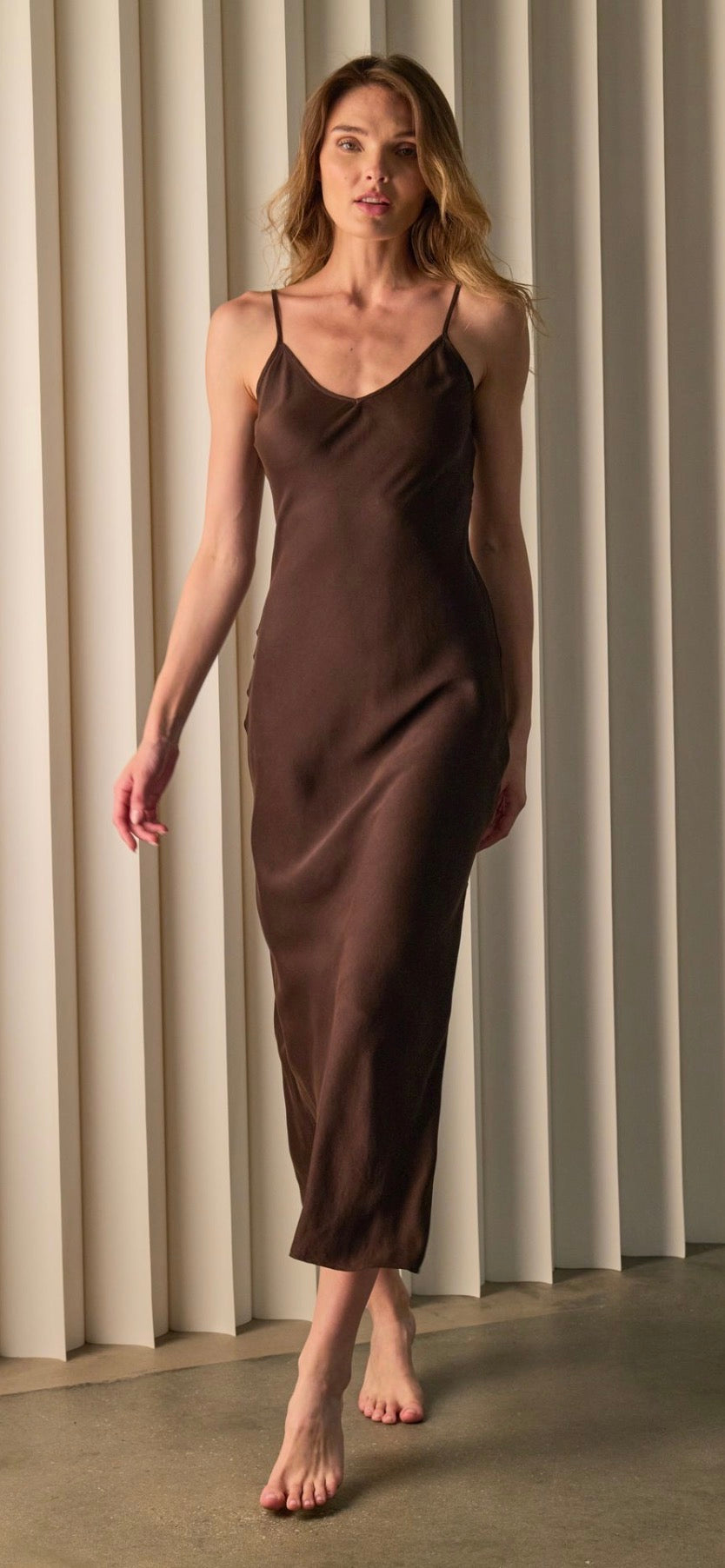 Midi Slip Dress with Side Slit