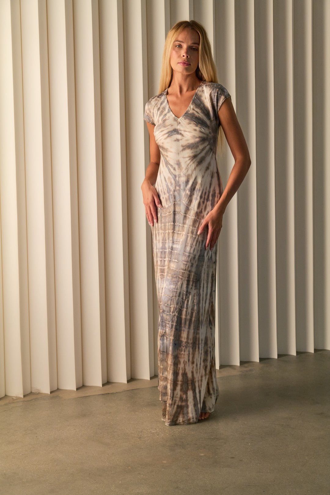 Charmeuse Cap Sleeve Maxi dress