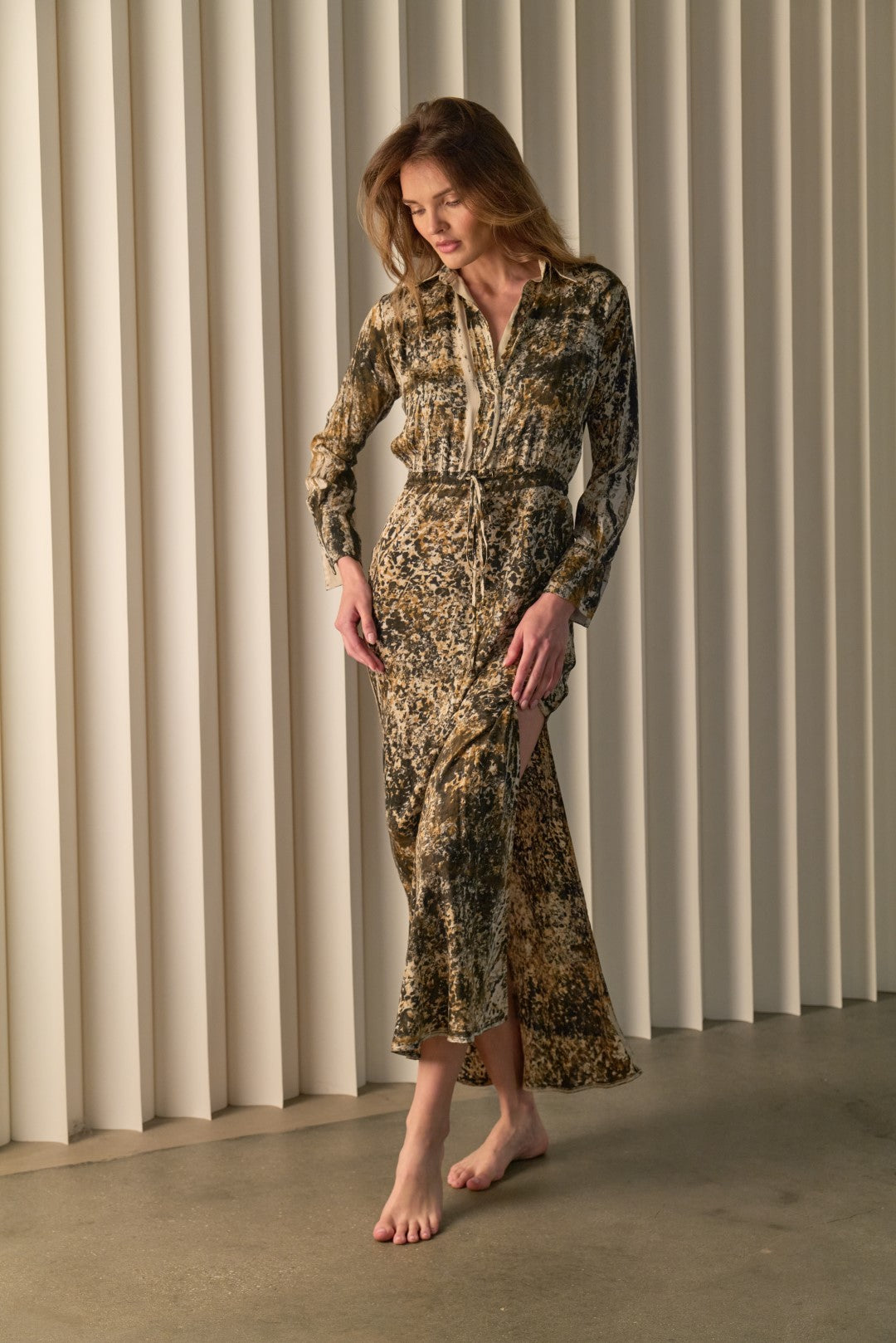 Shirt dress Maxi with Side Slit