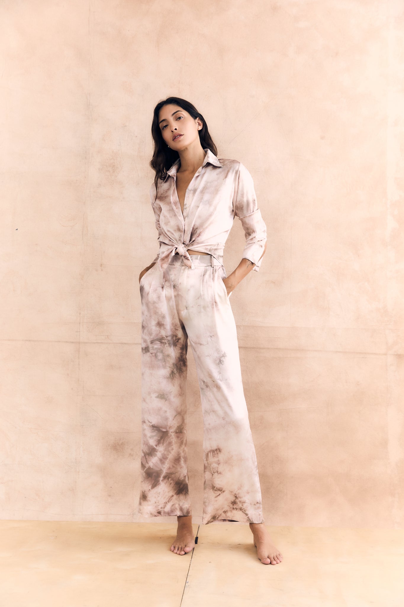 High Waisted Pleated Pant Cropped