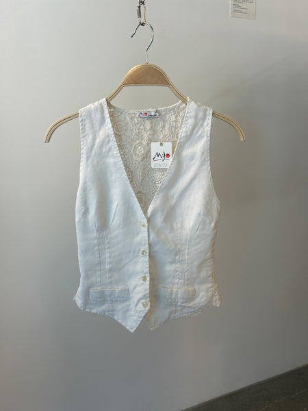Linen Vest with Lace Back