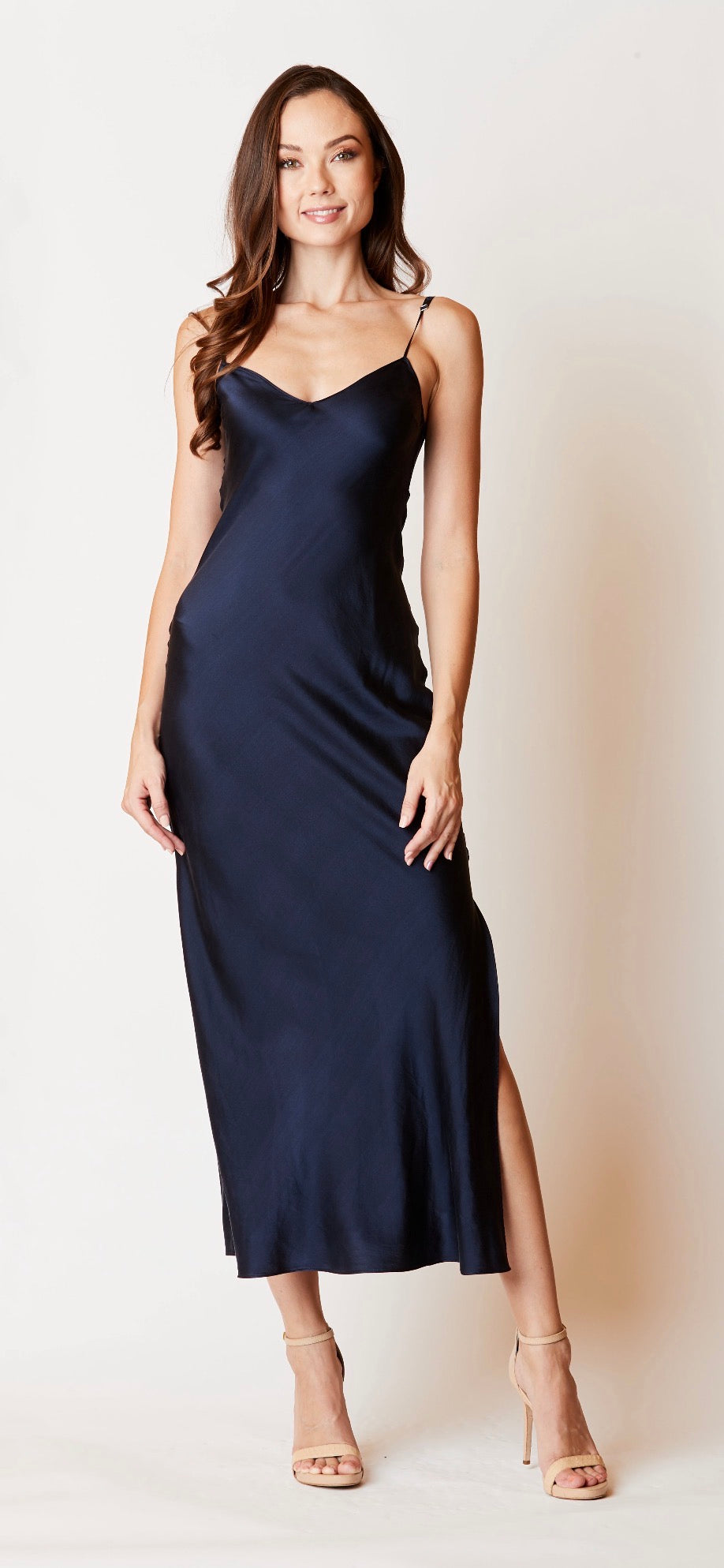 Midi Slip Dress with Side Slit