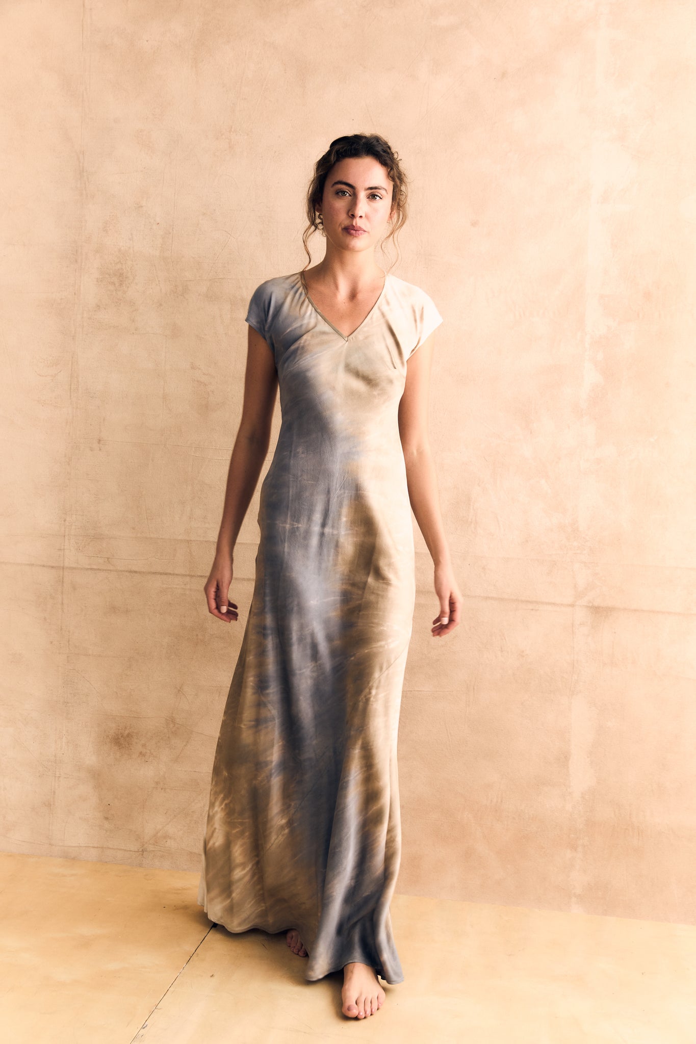 Charmeuse Cap Sleeve Maxi dress