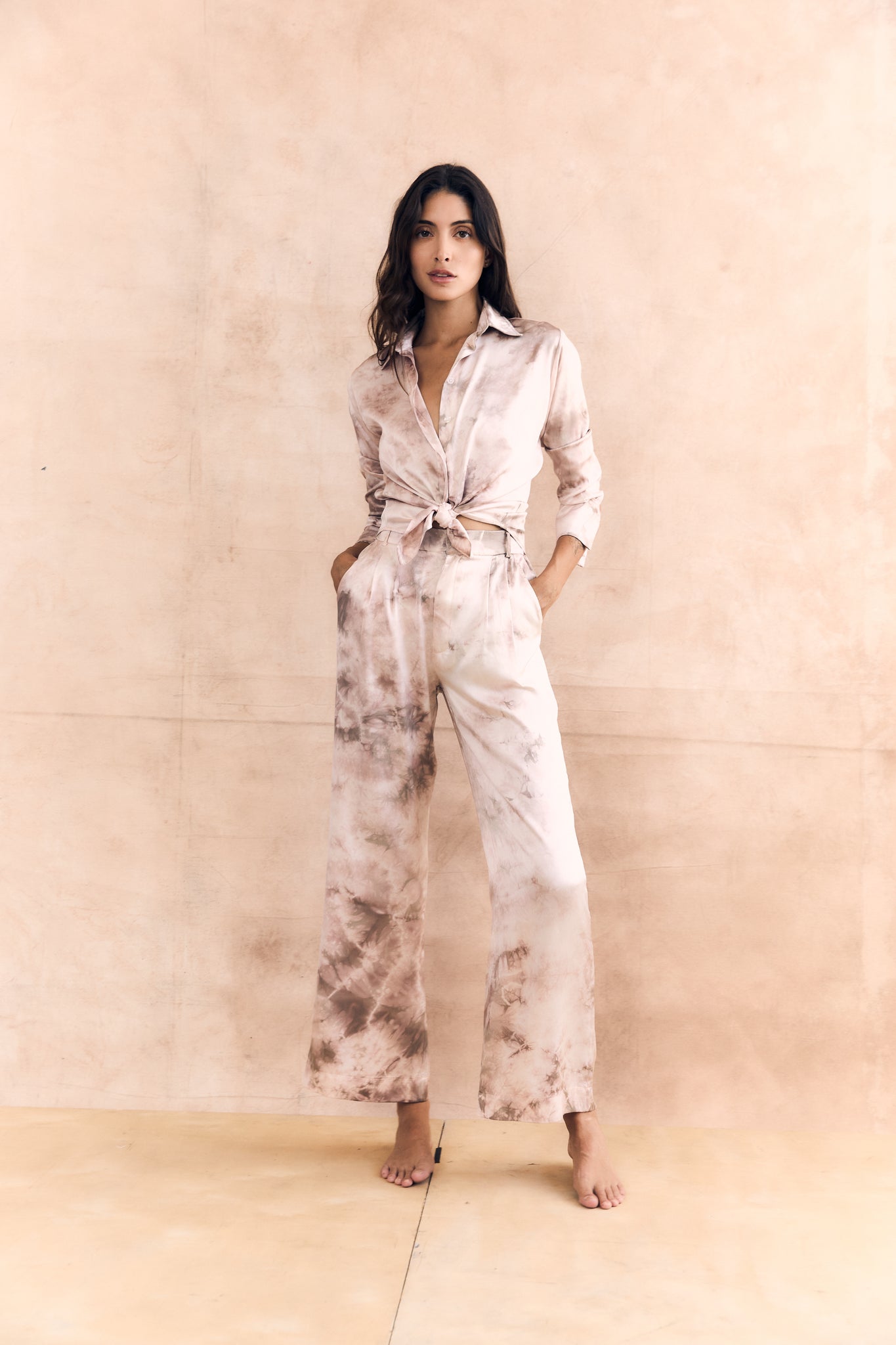 High Waisted Pleated Pant Cropped