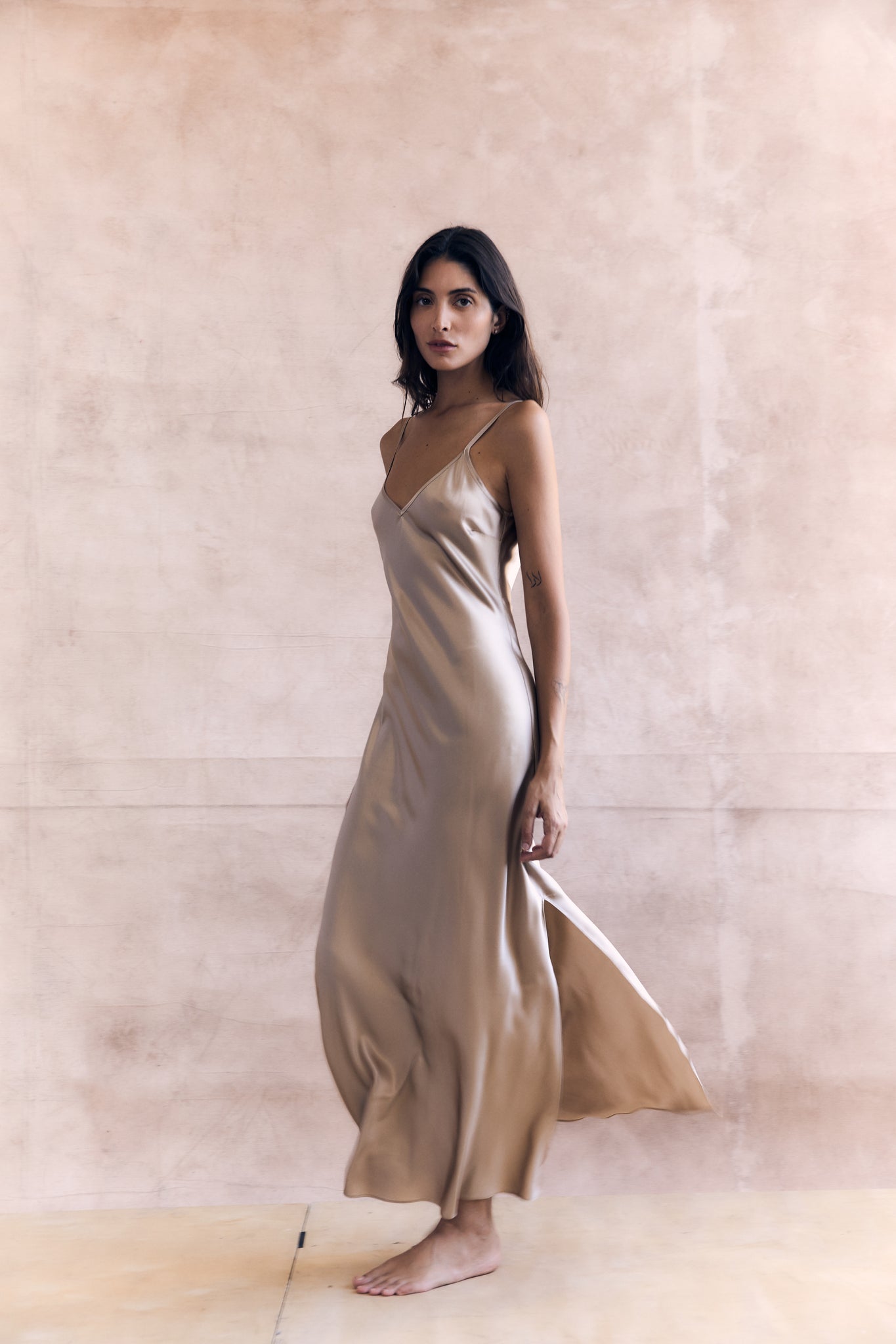 Midi Slip Dress with Side Slit