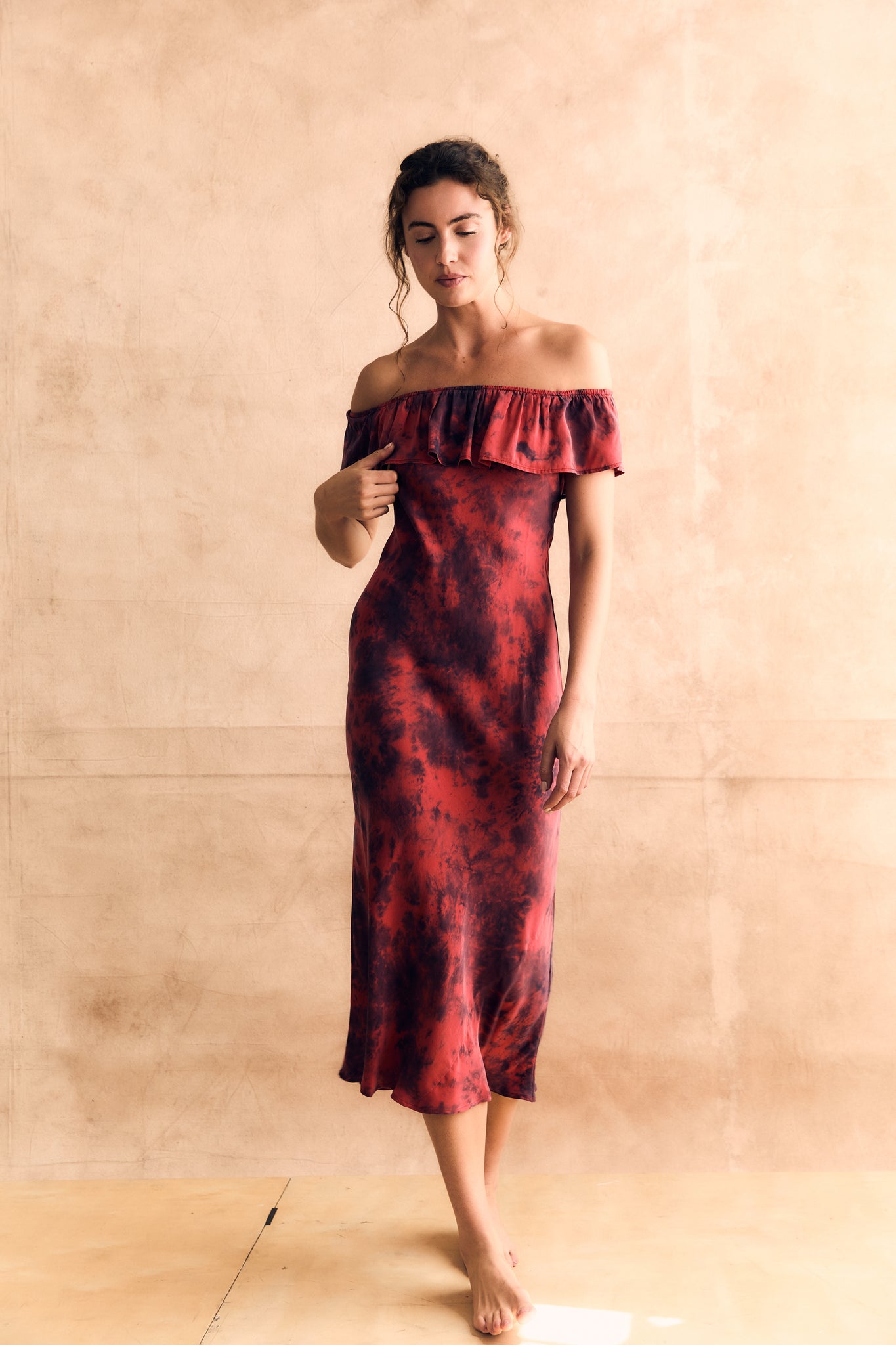 shoulder cut midi dress Hideaway One-Shoulder Cut-Out Front Split Midi Dress Rose