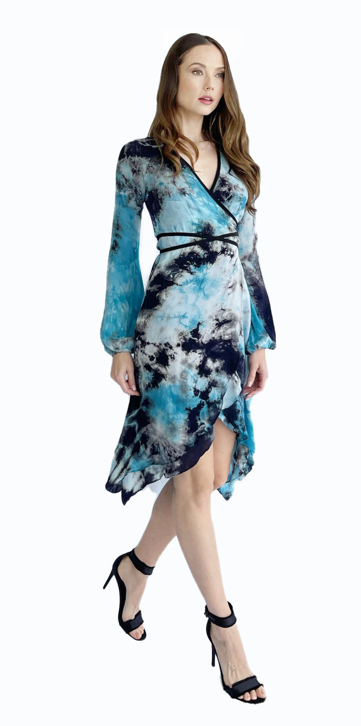 Jennifer Wrap Dress in 100% Silk Georgette
