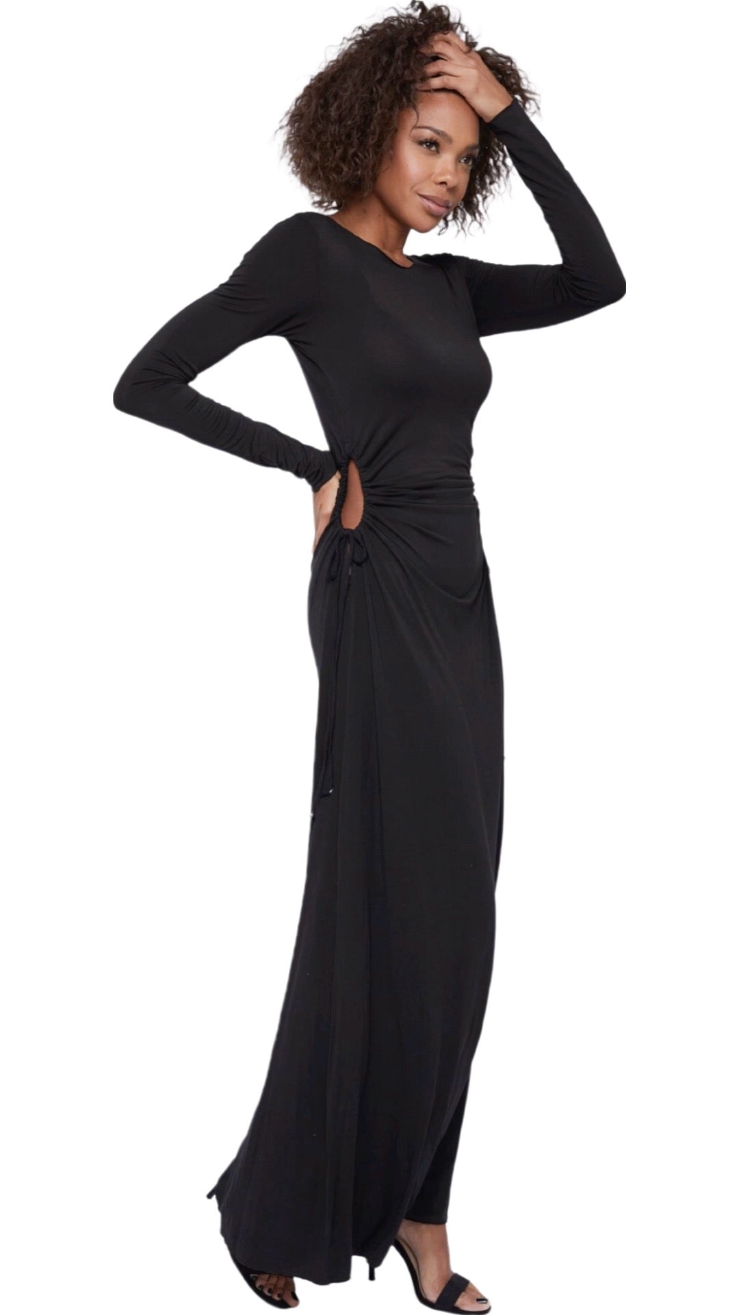 Long sleeve Adjustable Side Circle Cutout Maxi Dress – MICHELLE JONAS